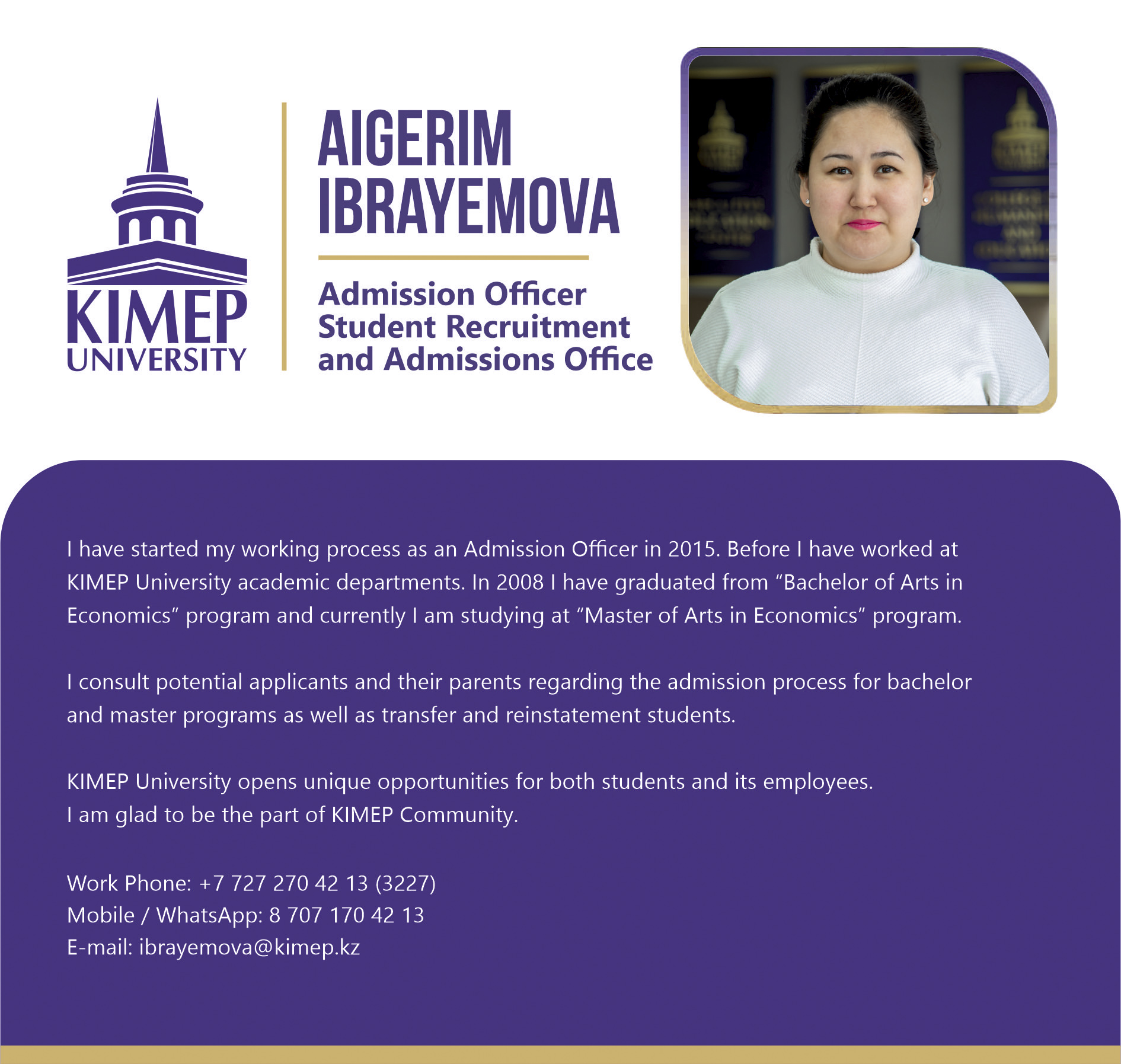 Admission Profile for Aigerim Ibrayemova eng